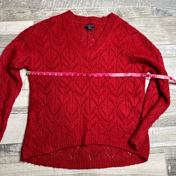 AMERICAN EAGLE V Neck Knit Pullover red Sweater - Picture 11 of 11